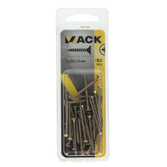 Mack 1017220 - spaanplaatschroef vz kop geelverz.30 st 3,0 x 35 mm | 10 stuks