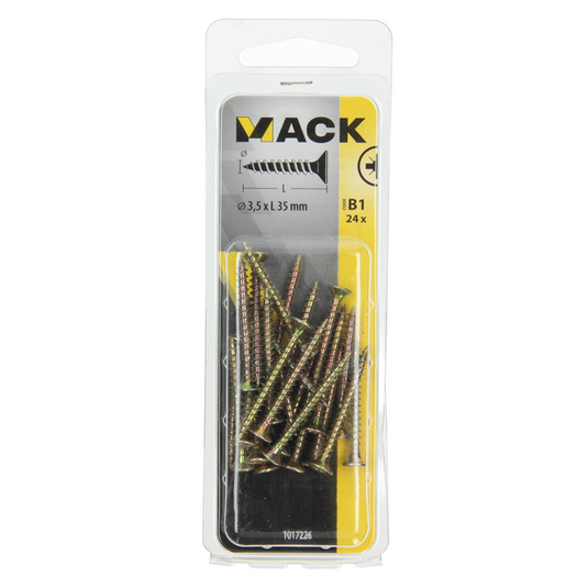 Mack 1017226 - spaanplaatschroef vz kop geelverz.24 st 3,5 x 35 mm | 10 stuks