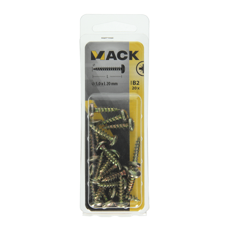 Afbeelding laden in galerijviewer, Mack 1017277 - spaanplaatschroef cylkop geelverz.20 st 5,0 x 20 mm | 10 stuks
