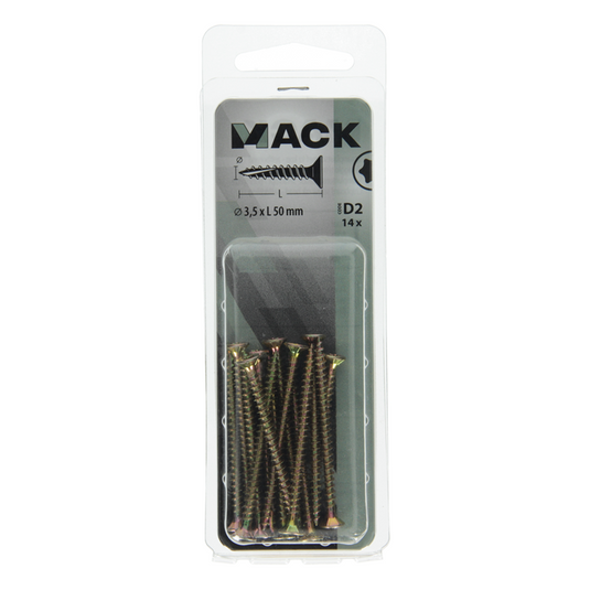 Mack 1017291 - spaanplschr.vzkop-zelfb. geelverz. 14 st 3,5 x 50 mm | 10 stuks