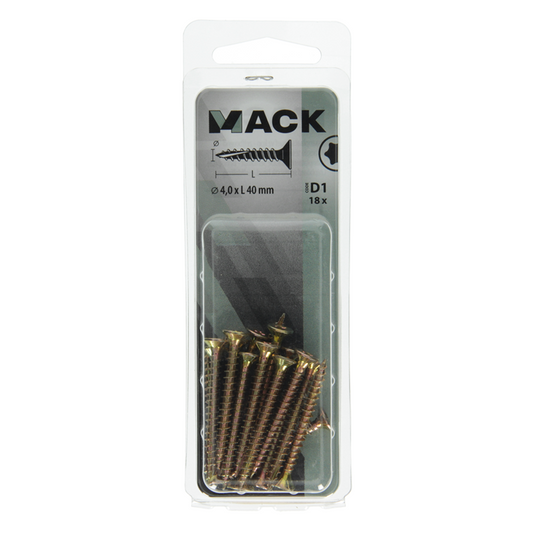 Mack 1017297 - spaanplschr.vzkop-zelfb. geelverz. 18 st 4,0 x 40 mm | 10 stuks