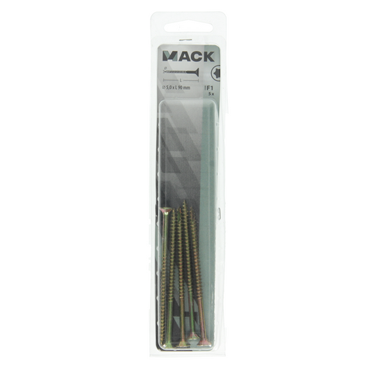 Mack 1017317 - spaanplschr.vzkop-zelfb. geelverz. 5 st 5,0 x 90 mm | 5 stuks