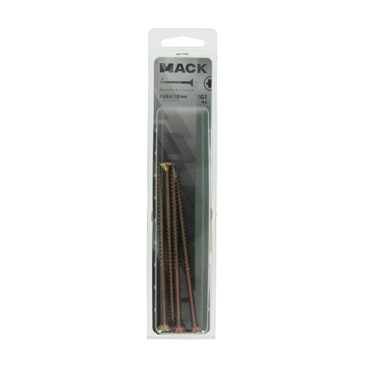 Mack 1017322 - spaanplschr.vzkop-zelfb. geelverz. 4 st 6,0 x 120 mm | 5 stuks