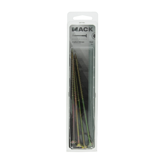 Mack 1017323 - spaanplschr.vzkop-zelfb. geelverz. 4 st 6,0 x 150 mm | 5 stuks