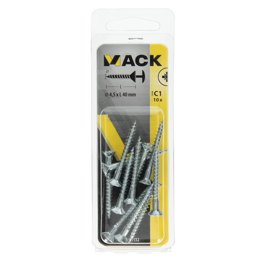 Mack 1017332 - schroef met kopboring staal verz. 10 st 4,5 x 40 mm | 10 stuks