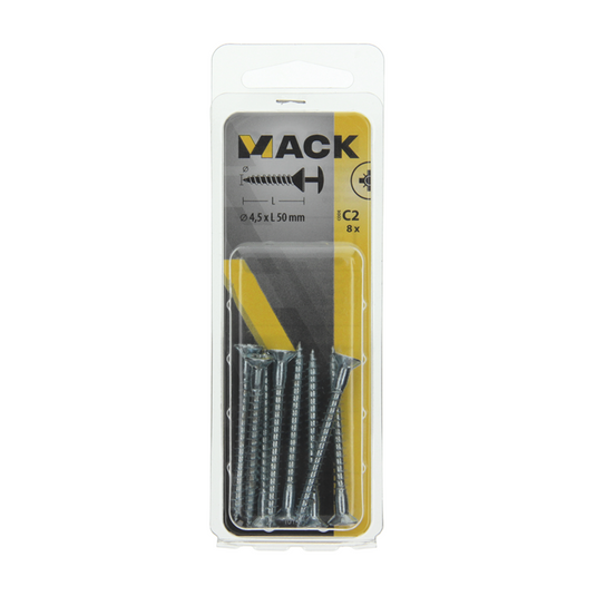 Mack 1017334 - schroef met kopboring staal verz. 8 st 4,5 x 50 mm | 10 stuks