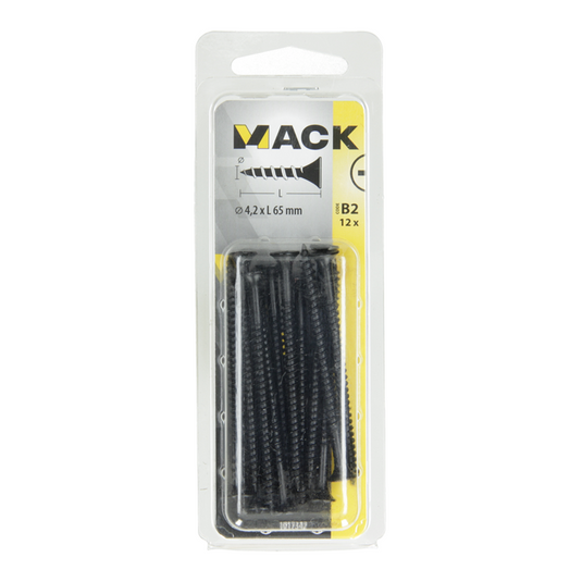Mack 1017342 - gipsplaatschroef zwart gefosf. 12 st 4,2 x 65 mm | 10 stuks