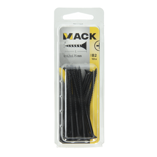 Mack 1017343 - gipsplaatschroef zwart gefosf. 10 st 4,2 x 75 mm | 10 stuks
