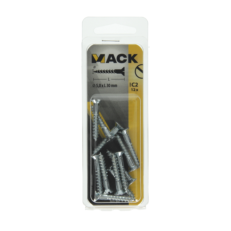 Afbeelding laden in galerijviewer, Mack 1017362 - houtschroef verzonken kop verz12 st 5,0 x 30 mm | 10 stuks
