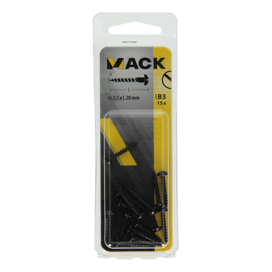 Mack 1017384 - houtschroef bolkop zwart verzinkt 15 st 3,5 x 20 mm | 10 stuks