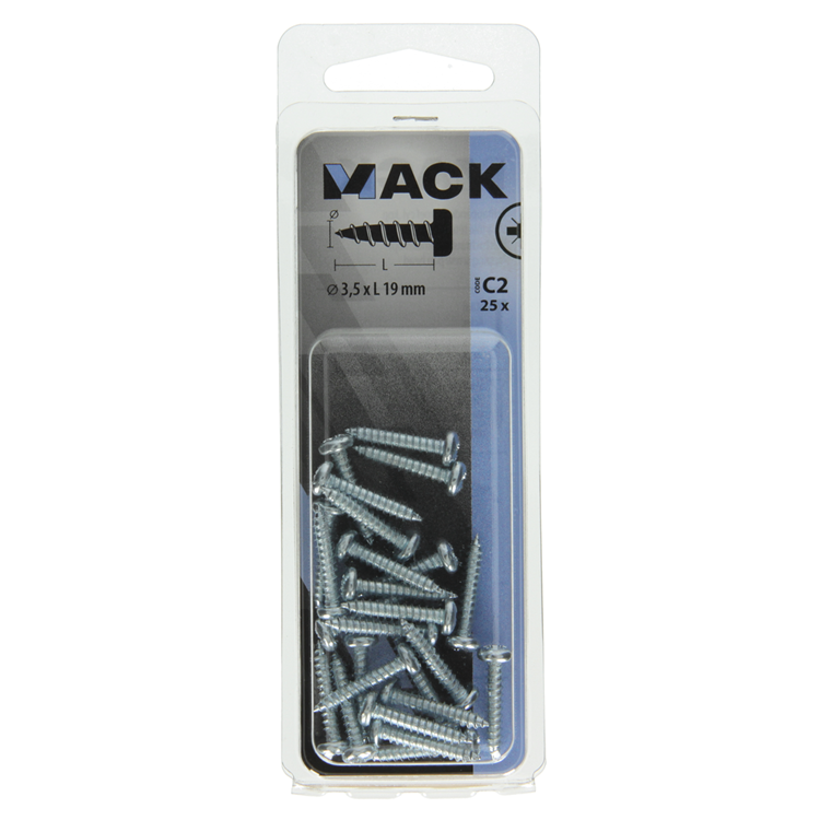 Afbeelding laden in galerijviewer, Mack 1017440 - zelftappende schroef cyl kop verz. 25st 3,5 x 19 mm | 10 stuks
