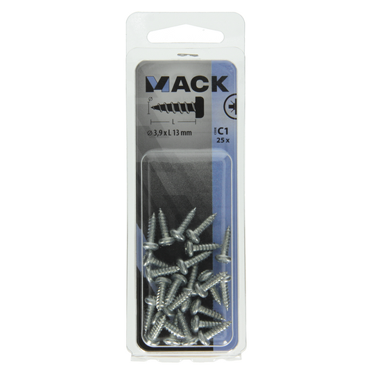 Mack 1017442 - zelftappende schroef cyl kop verz. 25st 3,9 x 13 mm | 10 stuks