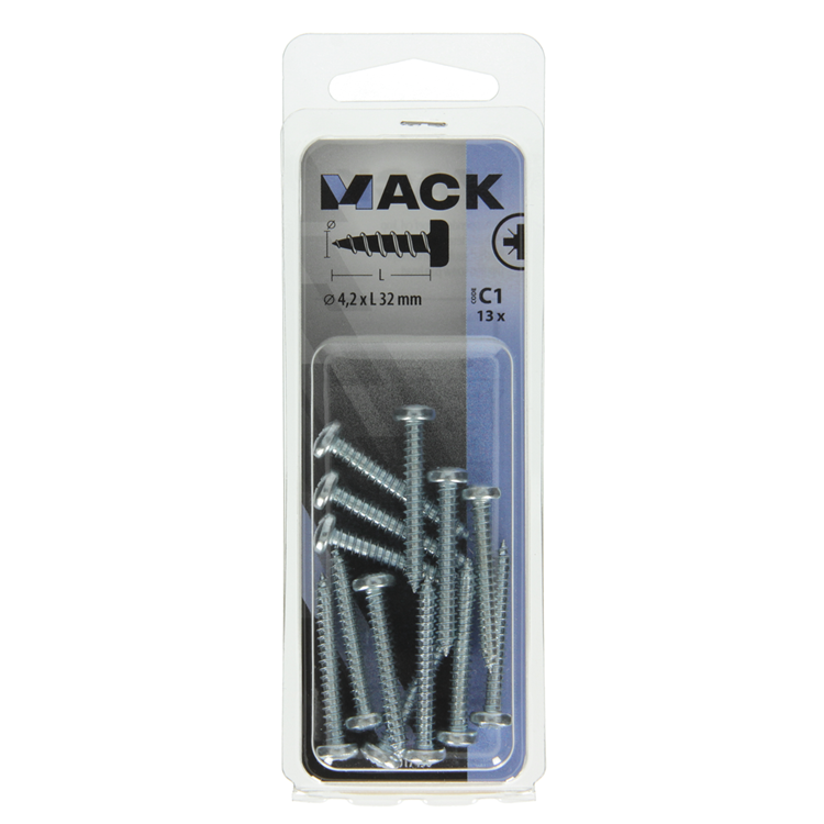 Chargez l'image dans la visionneuse de la galerie, Mack 1017450 - zelftappende schroef cyl kop verz. 13st 4,2 x 32 mm | 10 stuks

