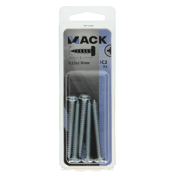 Chargez l'image dans la visionneuse de la galerie, Mack 1017460 - zelftappende schroef cyl kop verz. 5 st 5,5 x 50 mm | 10 stuks

