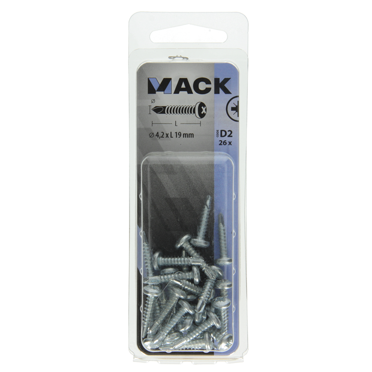Afbeelding laden in galerijviewer, Mack 1017470 - zelfborende schroef cyl. kop verz. 26st 4,2 x 19 mm | 10 stuks
