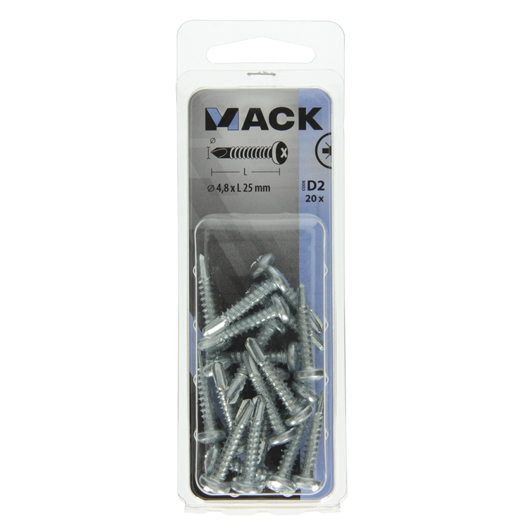 Afbeelding laden in galerijviewer, Mack 1017472 - zelfborende schroef cyl. kop verz. 20st 4,8 x 25 mm | 10 stuks
