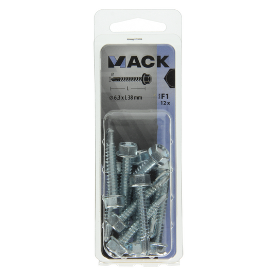Mack 1017481 - zelfborende schroef zesk.kop verz. 12st 6,3 x 38 mm | 5 stuks