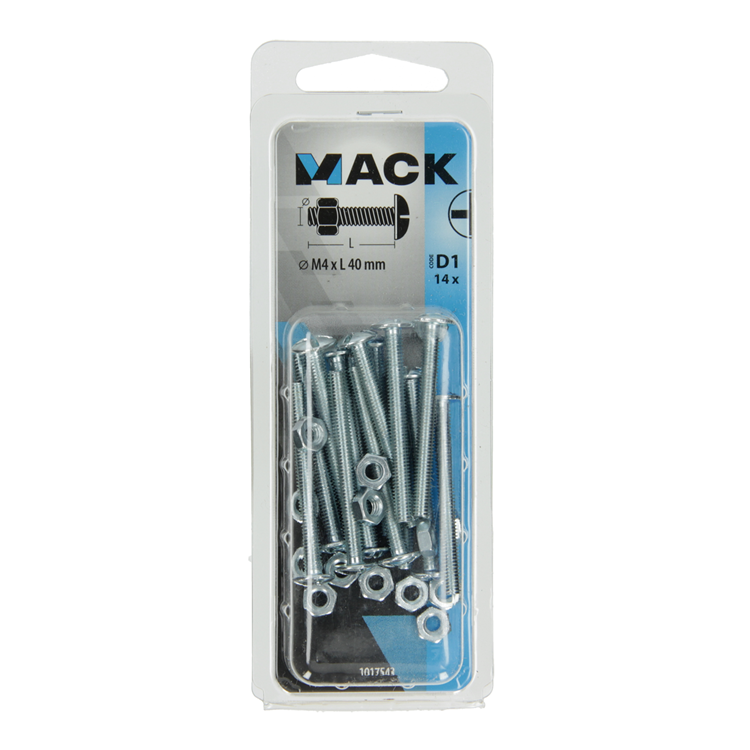 Chargez l'image dans la visionneuse de la galerie, Mack 1017543 - kachelbout + moer staal verzinkt 14 st m4 x 40 mm | 10 stuks
