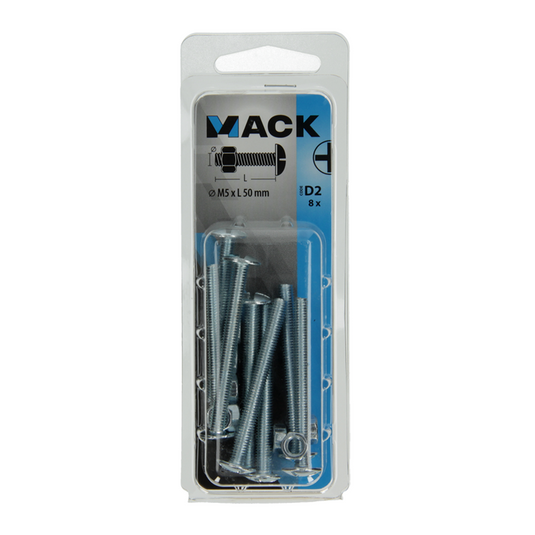 Mack 1017549 - kachelbout + moer staal verzinkt 8 st m5 x 50 mm | 5 stuks