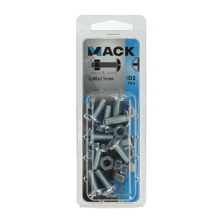 Chargez l'image dans la visionneuse de la galerie, Mack 1017550 - kachelbout + moer staal verzinkt 10 st m6 x 16 mm | 5 stuks
