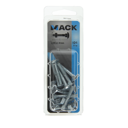 Mack 1017563 - houtbout + moer staal verzinkt11 st m5 x 30 mm | 5 stuks