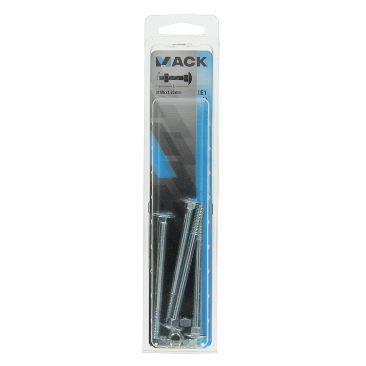Afbeelding laden in galerijviewer, Mack 1017574 - houtbout + moer staal verzinkt4 st m6 x 80 mm | 5 stuks
