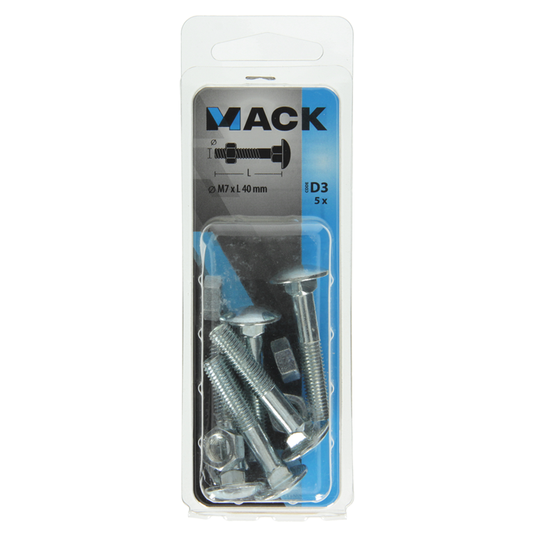 Laden Sie das Bild in Galerie -Viewer, Mack 1017576 - houtbout + moer staal verzinkt5 st m7 x 40 mm | 5 stuks
