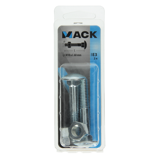 Mack 1017588 - houtbout + moer staal verzinkt2 st m10 x 60 mm | 5 stuks