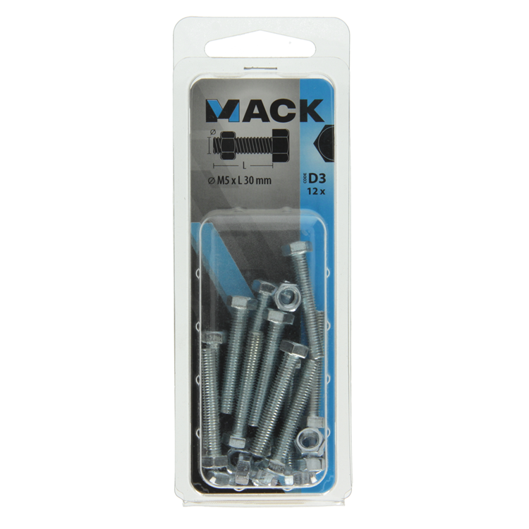 Chargez l'image dans la visionneuse de la galerie, Mack 1017601 - tapbout + moer staal verzinkt 12 st m5 x 30 mm | 10 stuks
