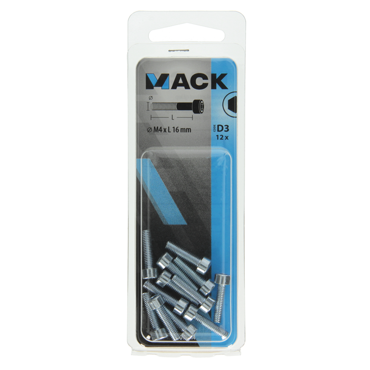 ギャラリービューアに画像をロードする, Mack 1017644 - binnenzeskant bout cyl.kop verz. 12 st m4 x 16 mm | 10 stuks
