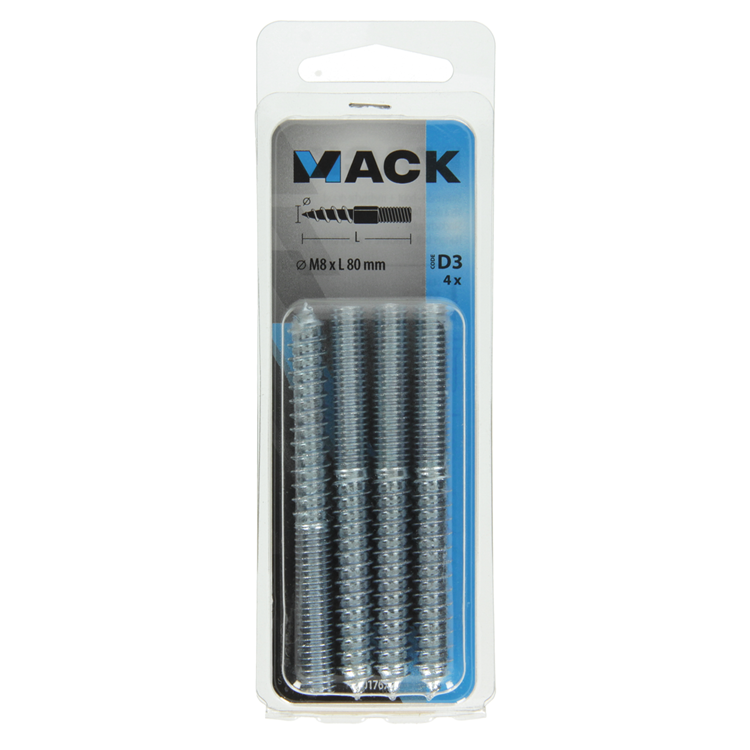 Afbeelding laden in galerijviewer, Mack 1017671 - stokeinde hout + metr. draad verz. 4 st m8x80 | 10 stuks
