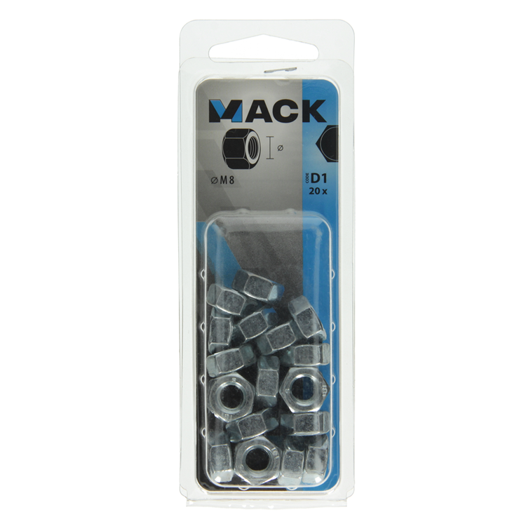 Afbeelding laden in galerijviewer, Mack 1017677 - zeskant moer staal verzinkt 20 st m 8 | 10 stuks
