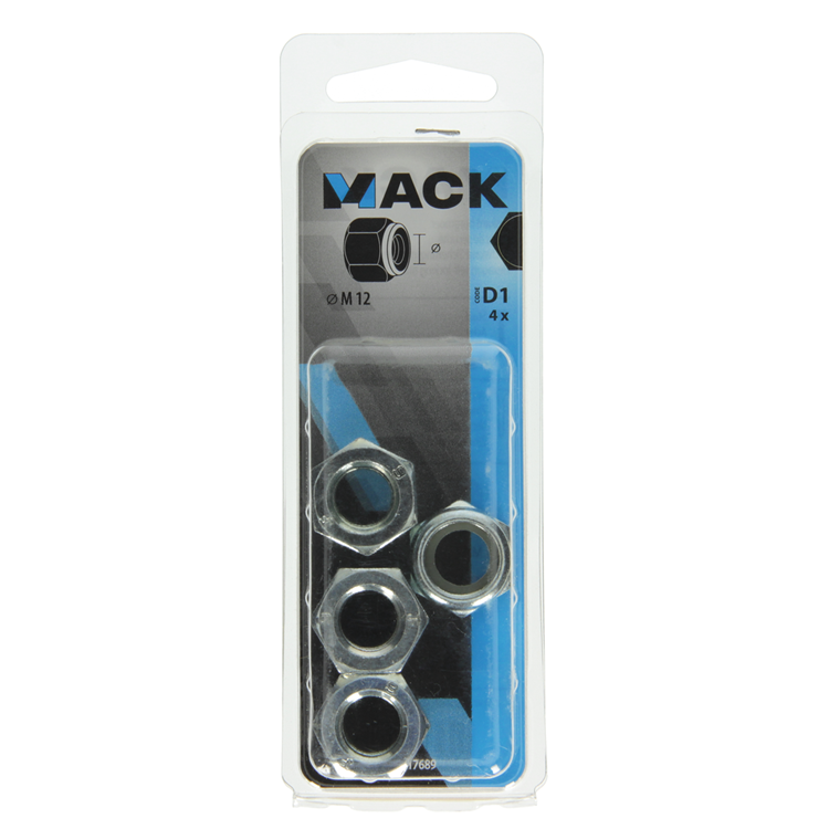Afbeelding laden in galerijviewer, Mack 1017689 - zeskant borgmoer staal verzinkt 4 st m12 | 10 stuks
