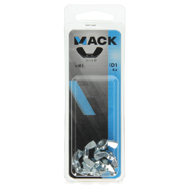 Afbeelding laden in galerijviewer, Mack 1017697 - vleugelmoer staal verzinkt 6 st m5 | 10 stuks

