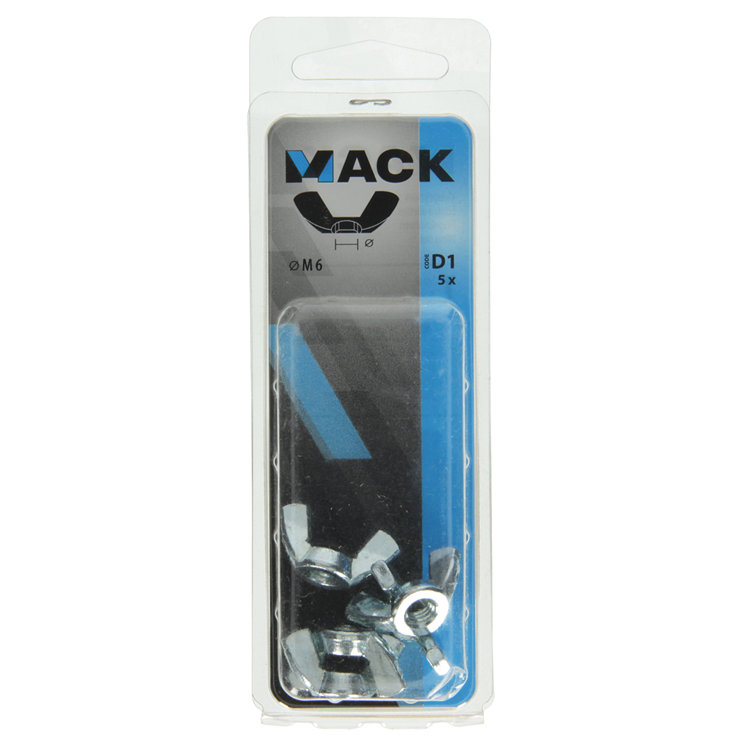Afbeelding laden in galerijviewer, Mack 1017698 - vleugelmoer staal verzinkt 5 st m6 | 10 stuks
