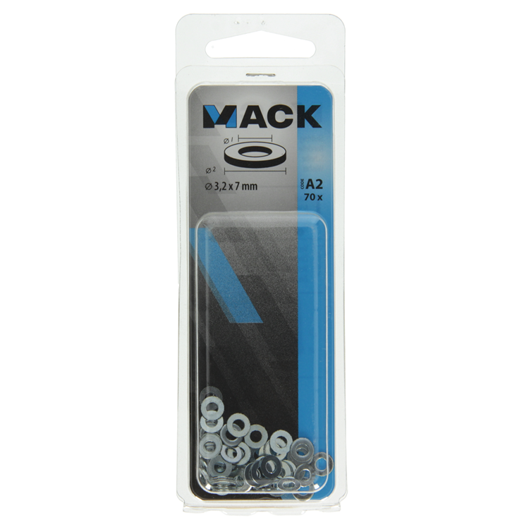Afbeelding laden in galerijviewer, Mack 1017711 - sluitring staal verzinkt 70 st 3,2 x 7 mm | 10 stuks

