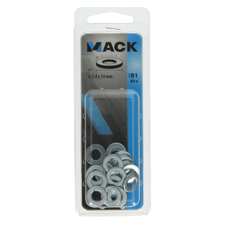 Afbeelding laden in galerijviewer, Mack 1017715 - sluitring staal verzinkt 30 st 7,4 x 14 mm | 10 stuks

