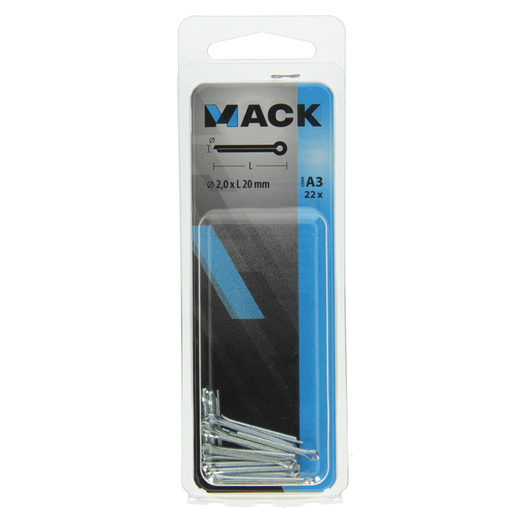 Afbeelding laden in galerijviewer, Mack 1017762 - splitpen staal verzinkt 22 st 2,0 x 20 mm | 10 stuks

