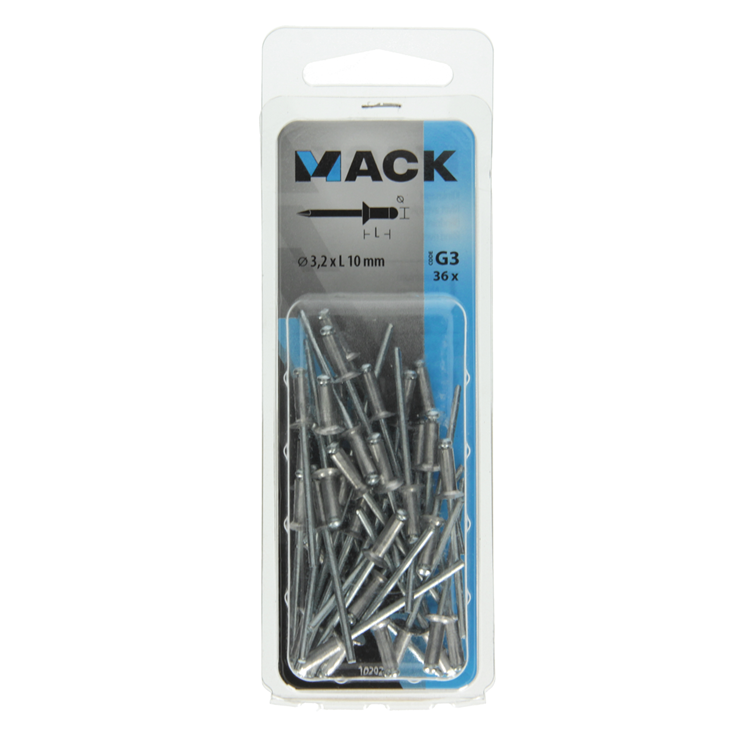 Afbeelding laden in galerijviewer, Mack 1020295 - 36 blindnieten alu 3,2x10mm | 10 stuks
