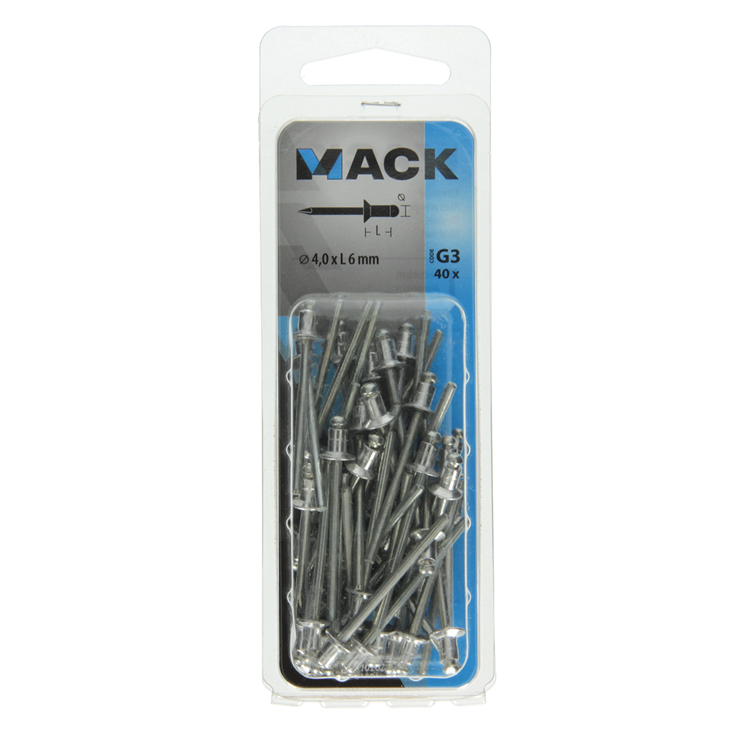 Afbeelding laden in galerijviewer, Mack 1020296 - 40 blindnieten alu 4,0x6mm | 5 stuks
