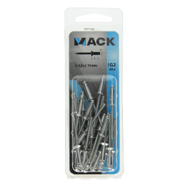 Afbeelding laden in galerijviewer, Mack 1020300 - 26 blindnieten alu 4,0x14mm | 5 stuks
