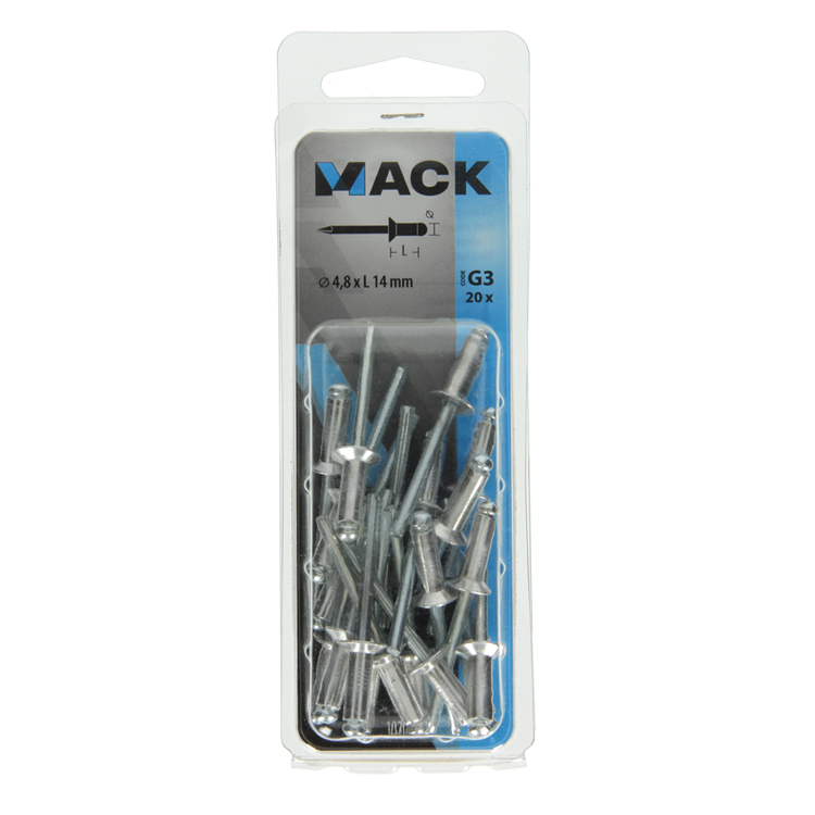 Afbeelding laden in galerijviewer, Mack 1020304 - 20 blindnieten alu 4,8x14mm | 5 stuks
