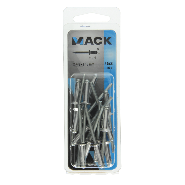Afbeelding laden in galerijviewer, Mack 1020306 - 16 blindnieten alu 4,8x18mm | 5 stuks
