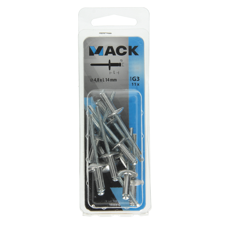 Afbeelding laden in galerijviewer, Mack 1020309 - 11 blindnieten alu brede kop 4,8x14mm | 5 stuks
