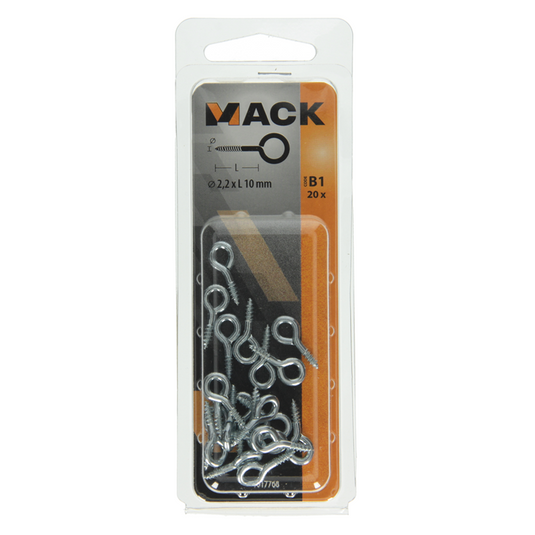 Mack 1017768 - schroefoog staal verzinkt 20st 2,2 x 10 mm | 10 stuks