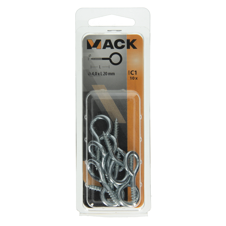 Cargue la imagen en el visor de la galería, Mack 1017772 - schroefoog staal verzinkt 10st 4,0 x 20 mm | 10 stuks
