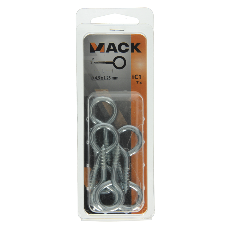 Afbeelding laden in galerijviewer, Mack 1017774 - schroefoog staal verzinkt 7 st 4,5 x 25 mm | 10 stuks
