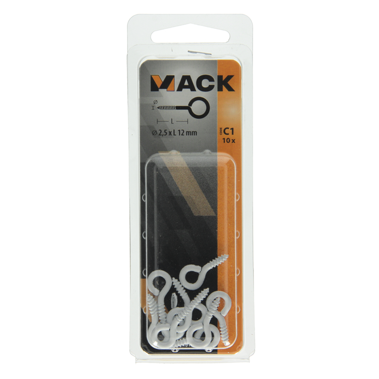 Cargue la imagen en el visor de la galería, Mack 1017783 - schroefoog staal wit 10 st 2,5 x 12 mm | 10 stuks
