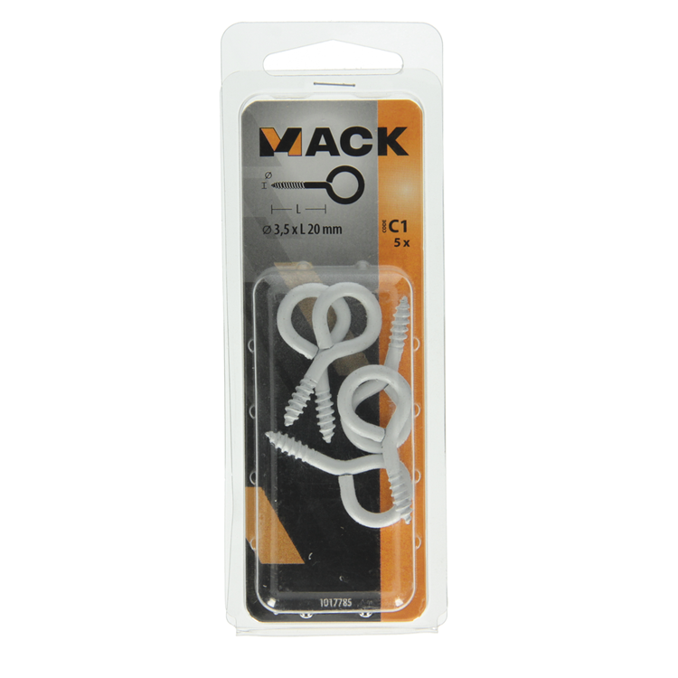 Afbeelding laden in galerijviewer, Mack 1017785 - schroefoog staal wit 5 st 3,5 x 20 mm | 10 stuks
