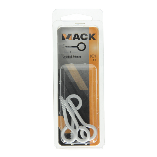 Mack 1017786 - schroefoog staal wit 4 st 4,0 x 30 mm | 10 stuks